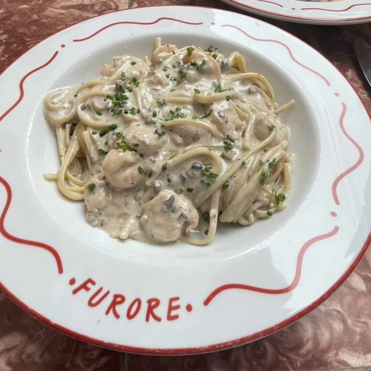 Pasta con  camarones 
