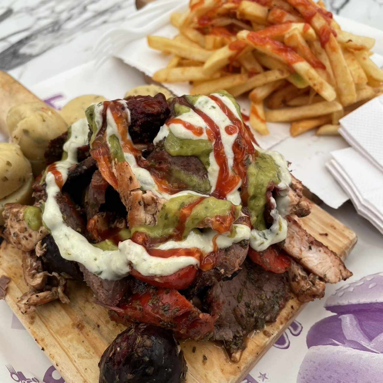 Parrilla indicidual + papas fritas