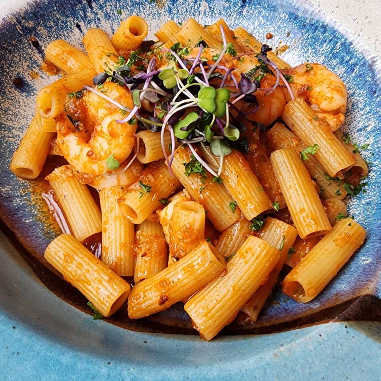 Pasta con camarones 