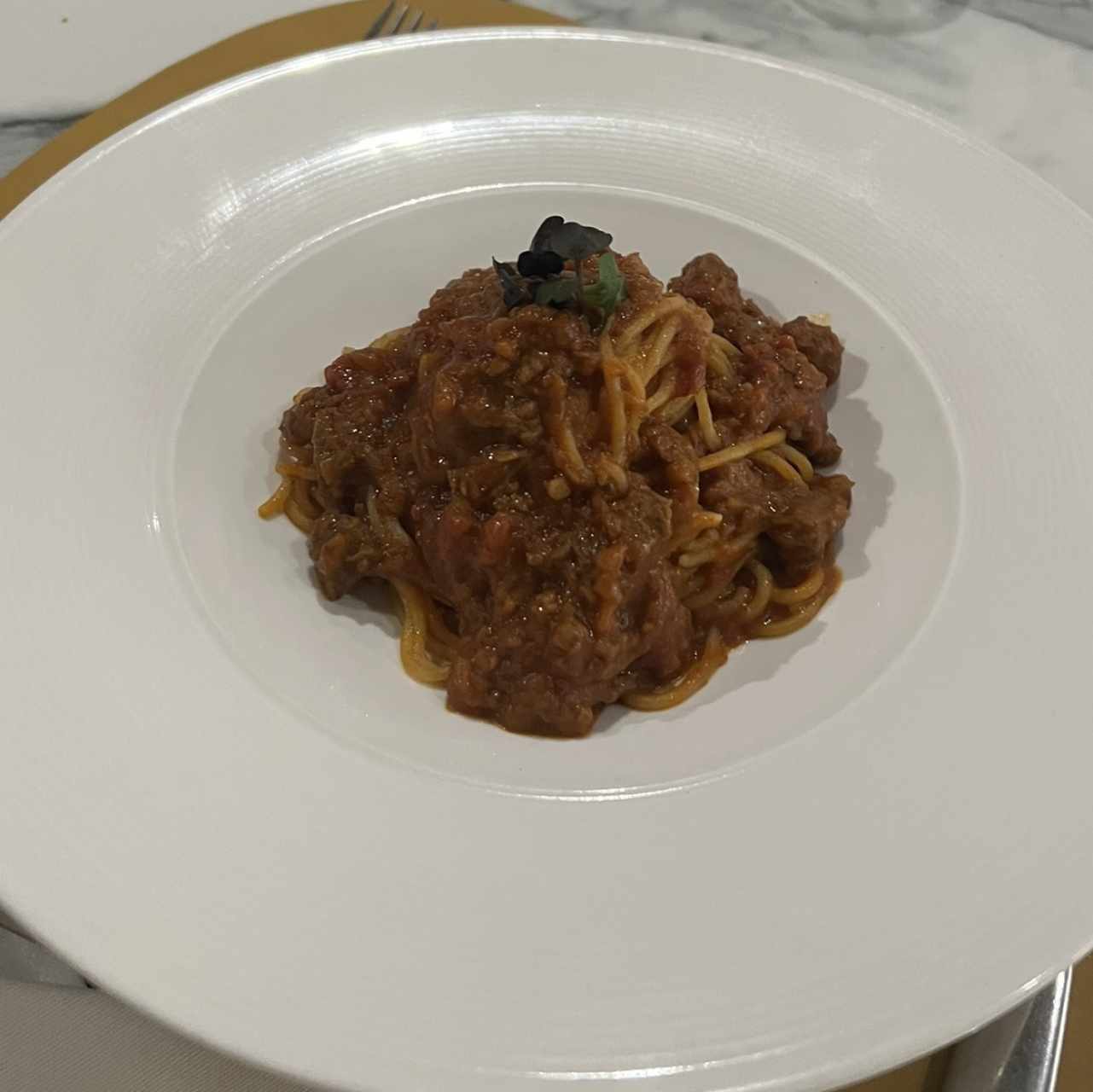 Espaguetti con Ragu de cerdo, carne y salchicha con hinojo