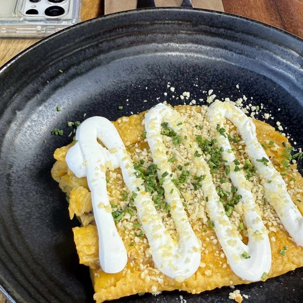 Platano con queso cabra 