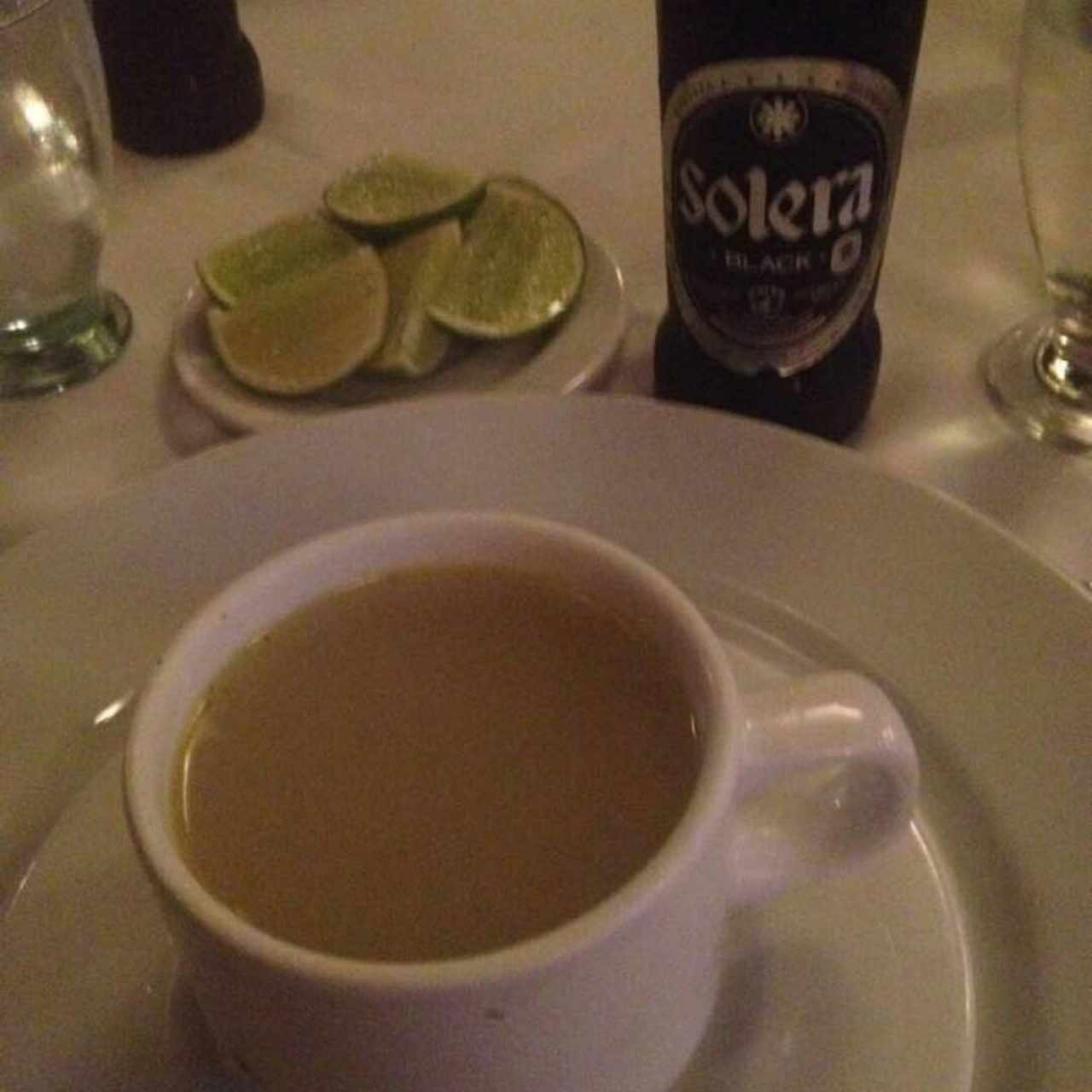 Consomé de Pescado de Bienvenida, Excelente!! 