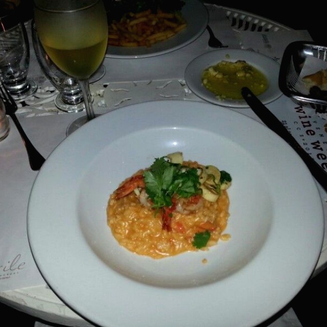 Risotto de aji dulce con langostinos