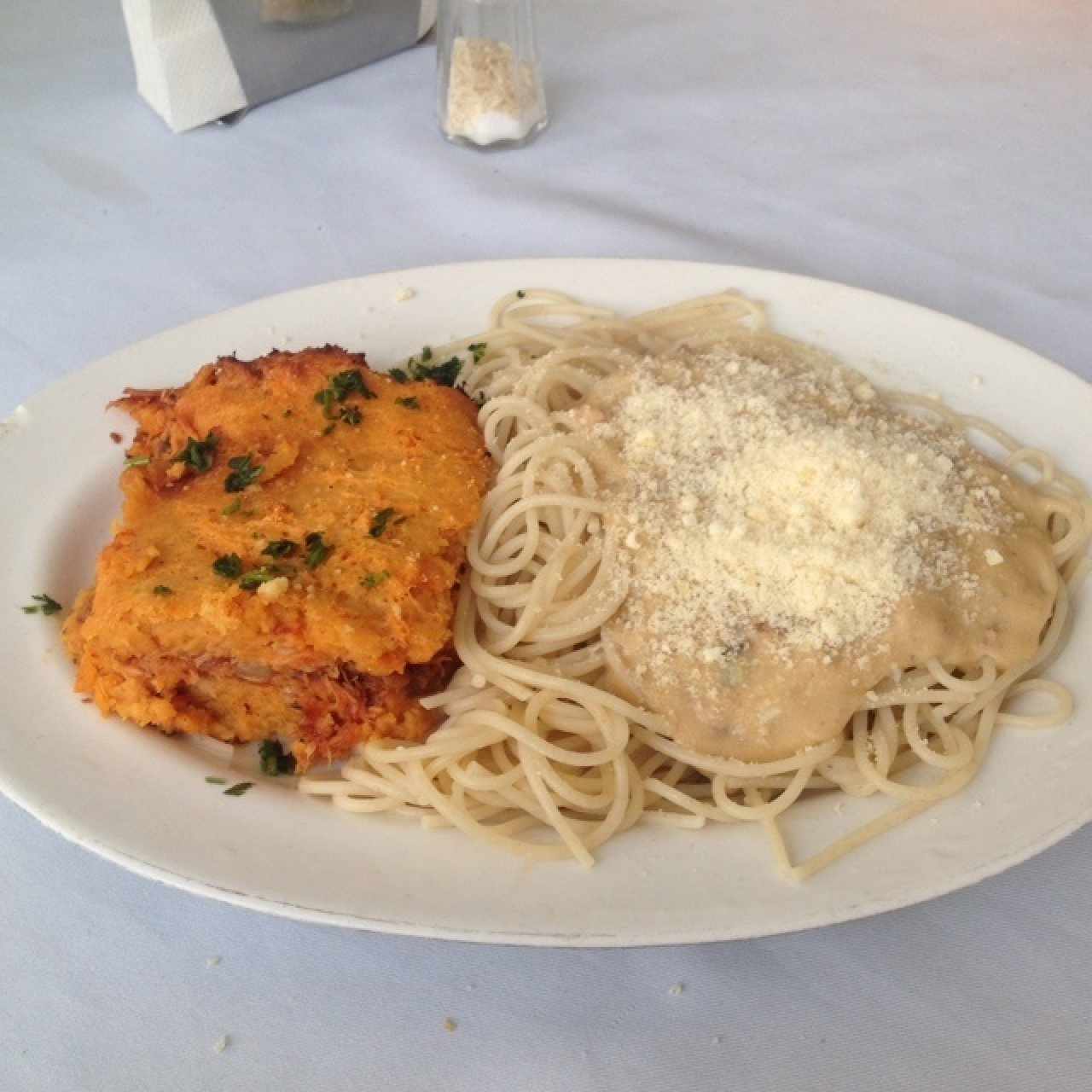 pastel de batata y platano con vermicelli