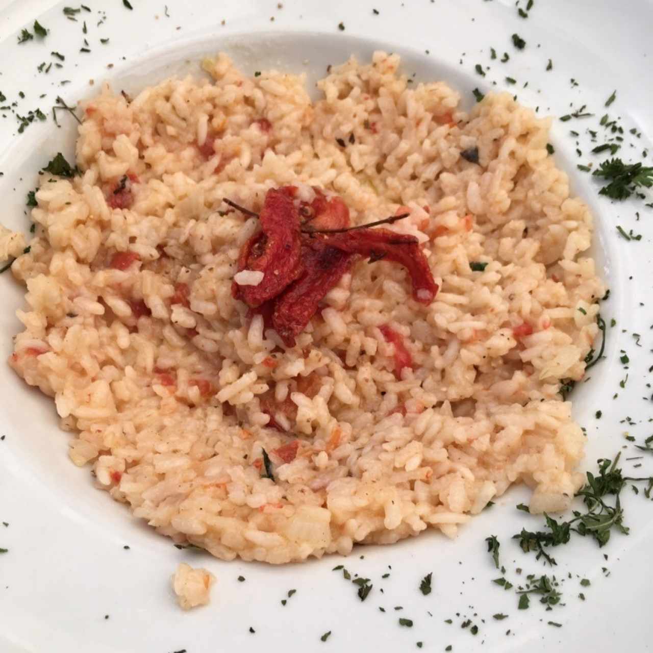 Risotto de tomates secos y queso de cabra
