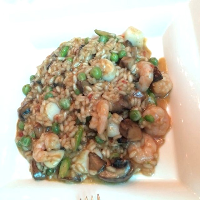 Risotto de esparragos y camarones