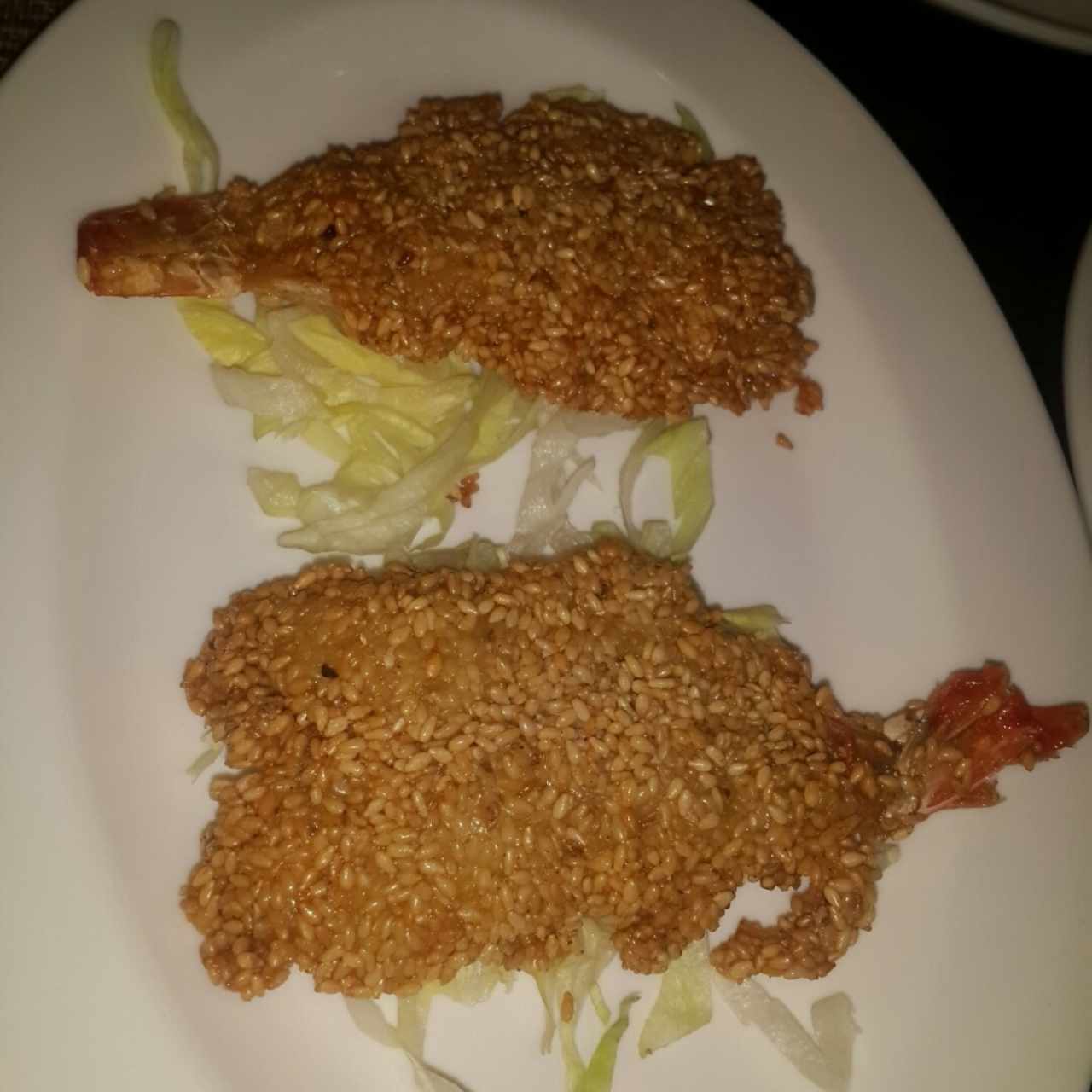 Langostinos Fritos con Ajonjolí, no lo recomiendo