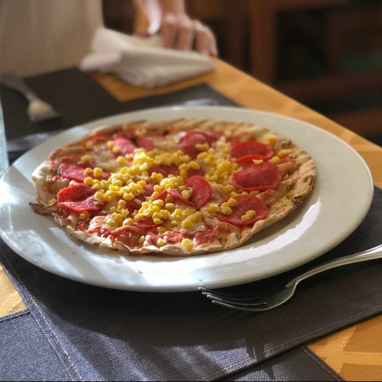Pizza infantil con maiz y peperoni 