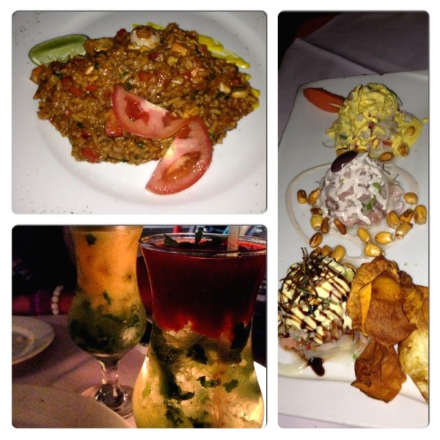 Degustación de ceviche, arroz con mariscos y mojitos de parchita y fresa. 