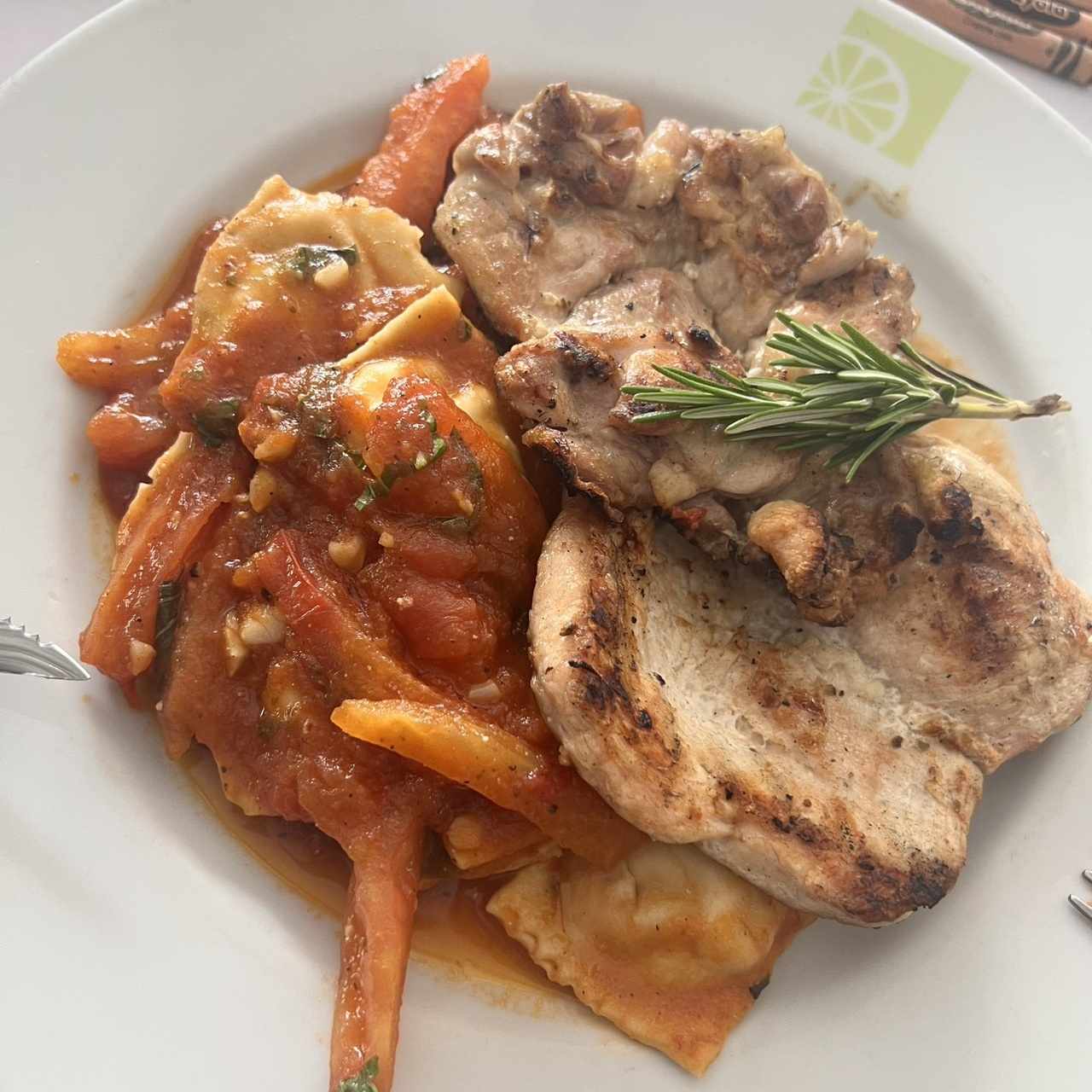 Tortellinis con Pollo al Grill