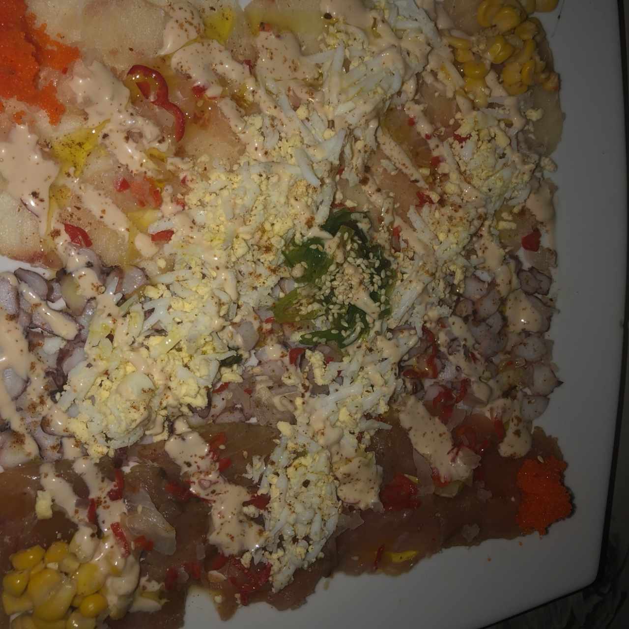 trio de carpaccio atun, salmon y pulpo