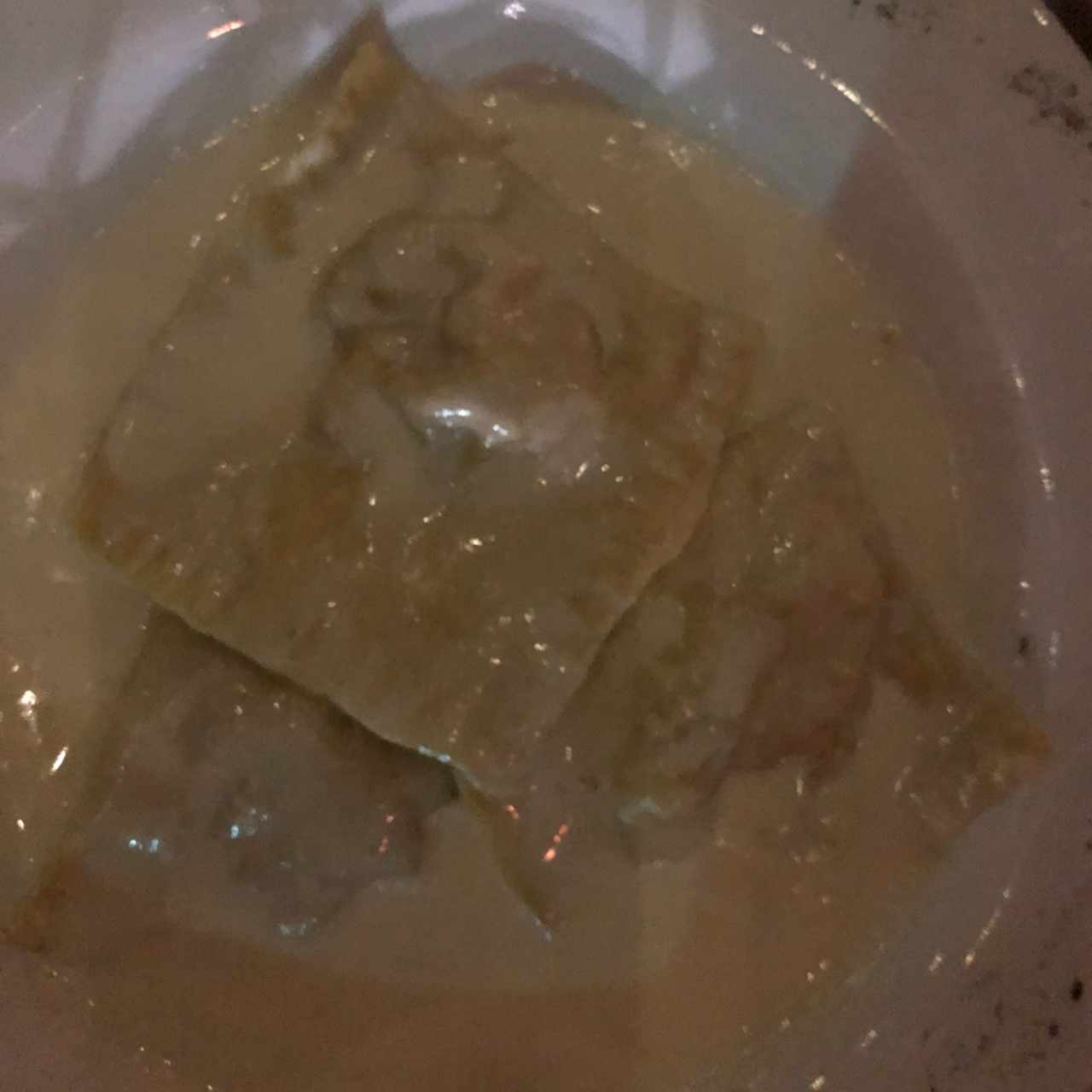 Rabiolis de carne y ricotta con saksa blanca 