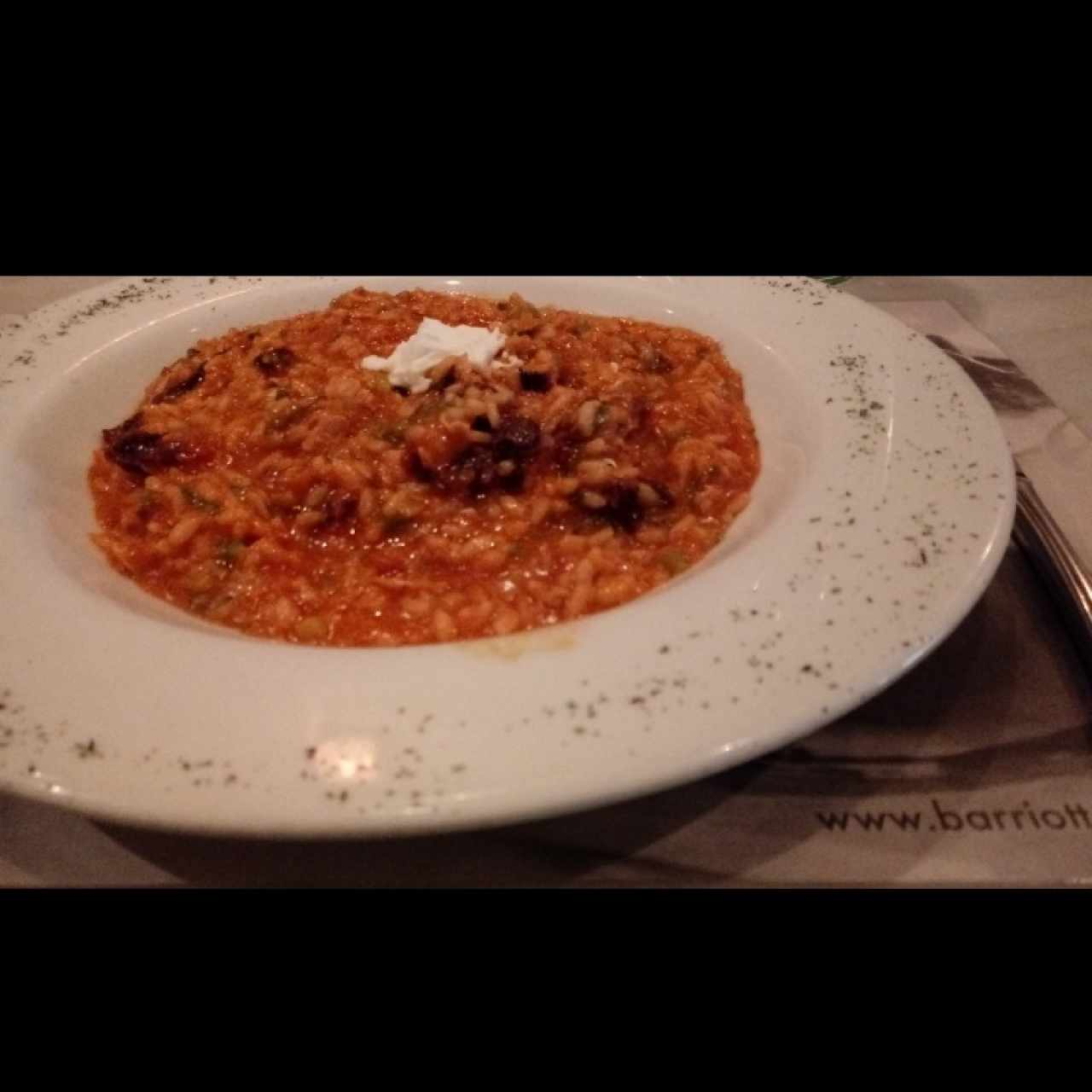 Risottos de tomates secos y queso de cabra
