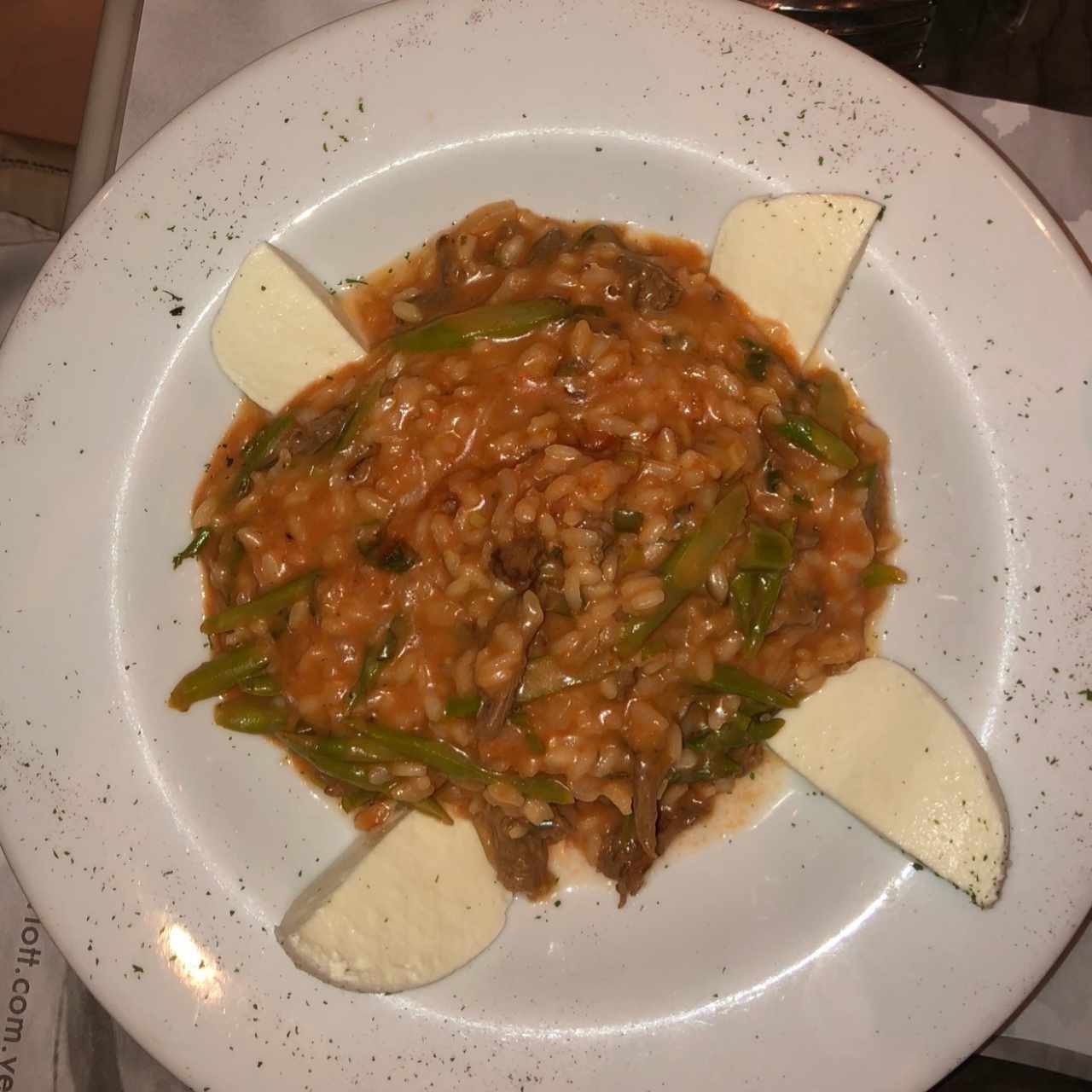 Risotto de esparragos y lomito, muy bueno