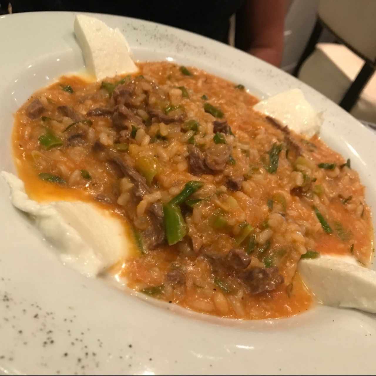 Risotto de esparragos y lomito 