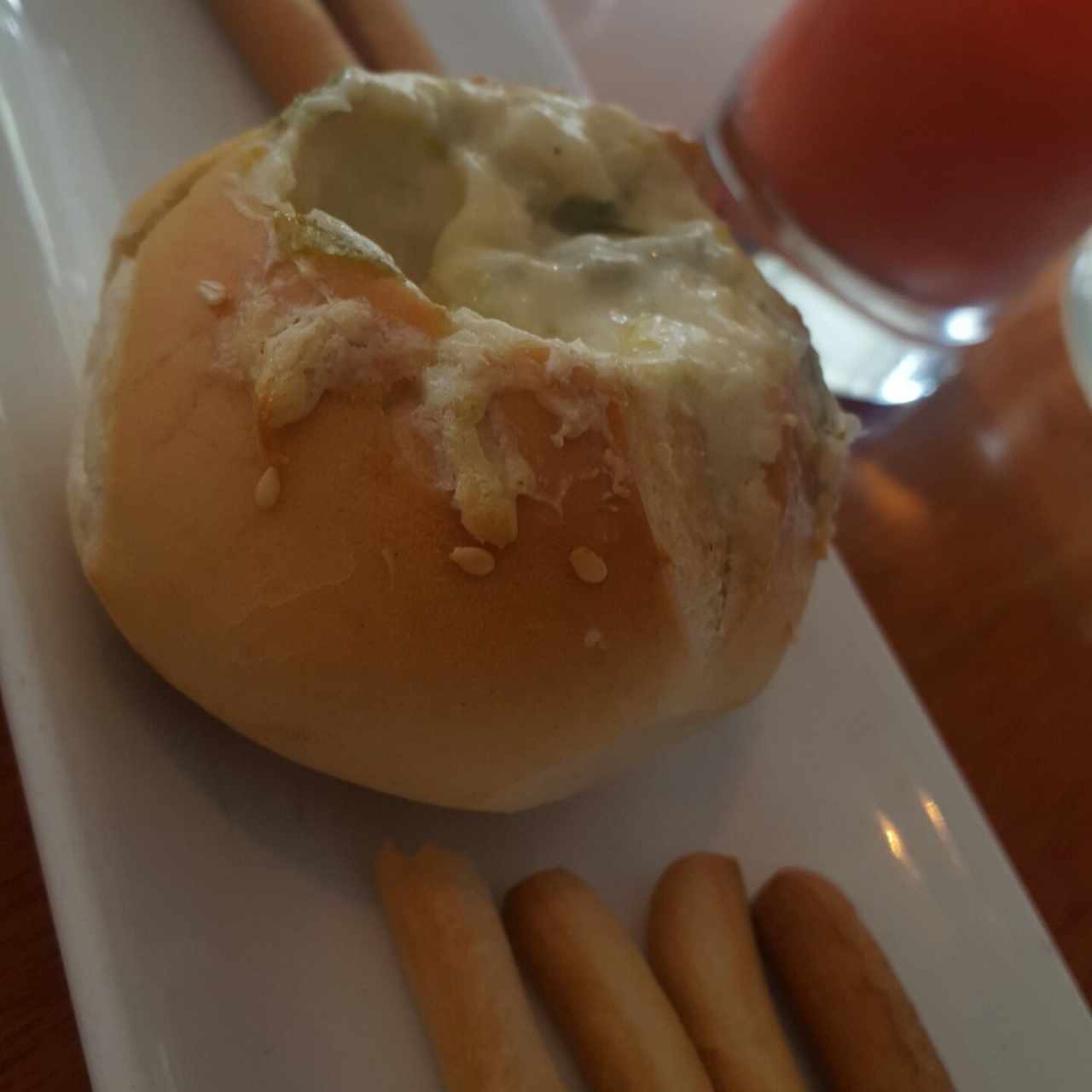 Fundue de queso en pan