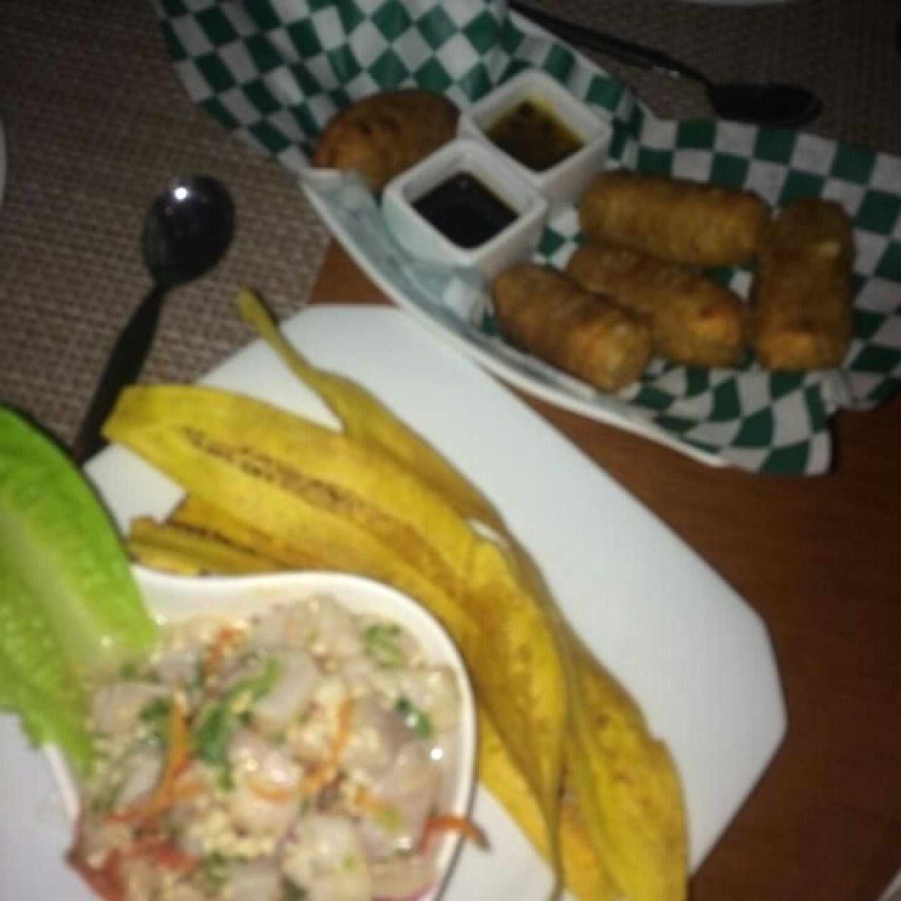 Ceviche y tequeños