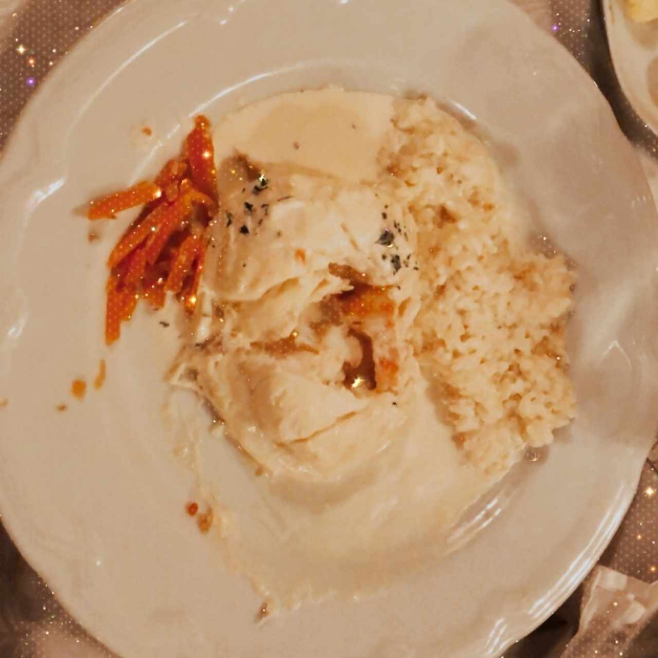langosta a la crema con risotto
