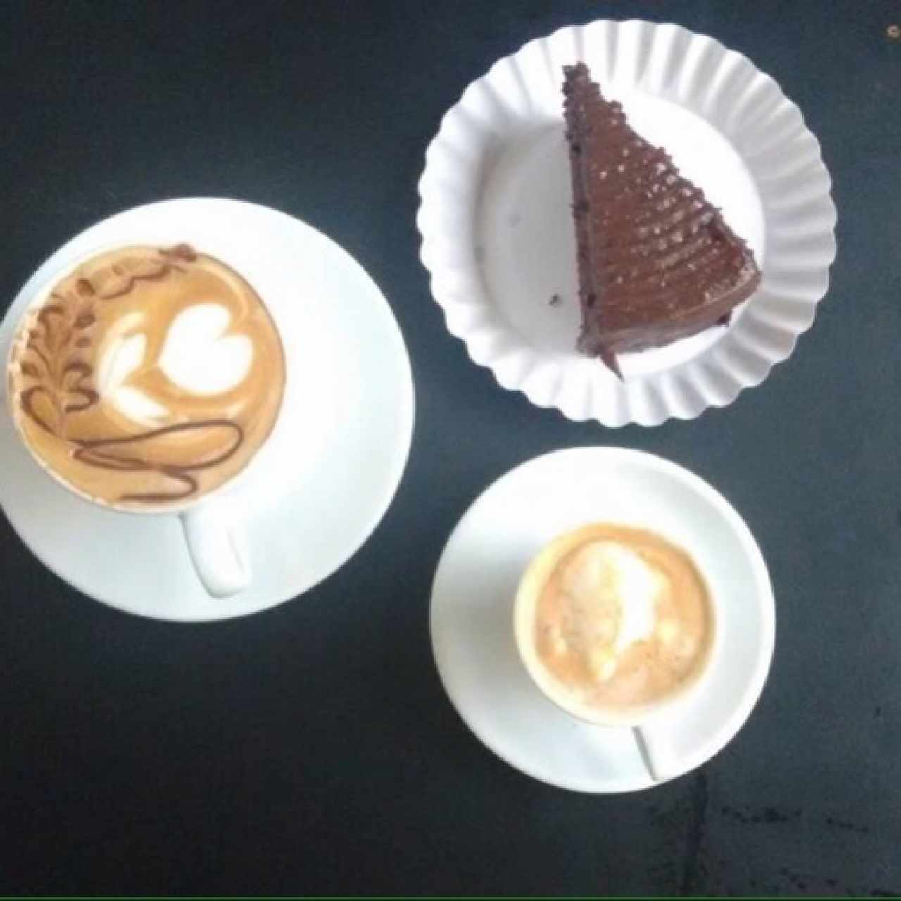 Torta de Chocolate. Afogatto. Capuchino 