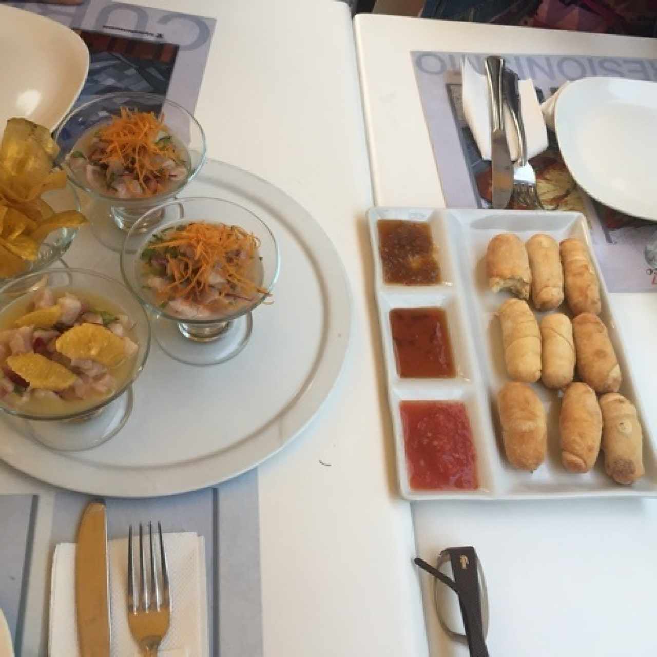 trios ceviche y tequeños