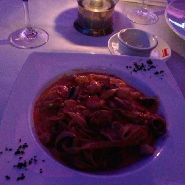 Riquísima la pasta con frutos del mar