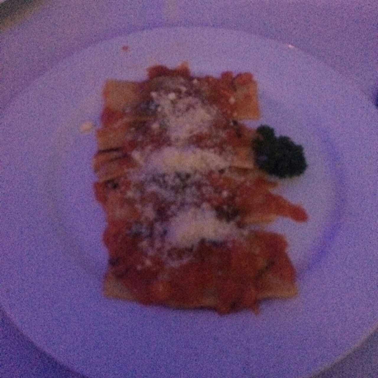 pasta rellena con champiñones 
