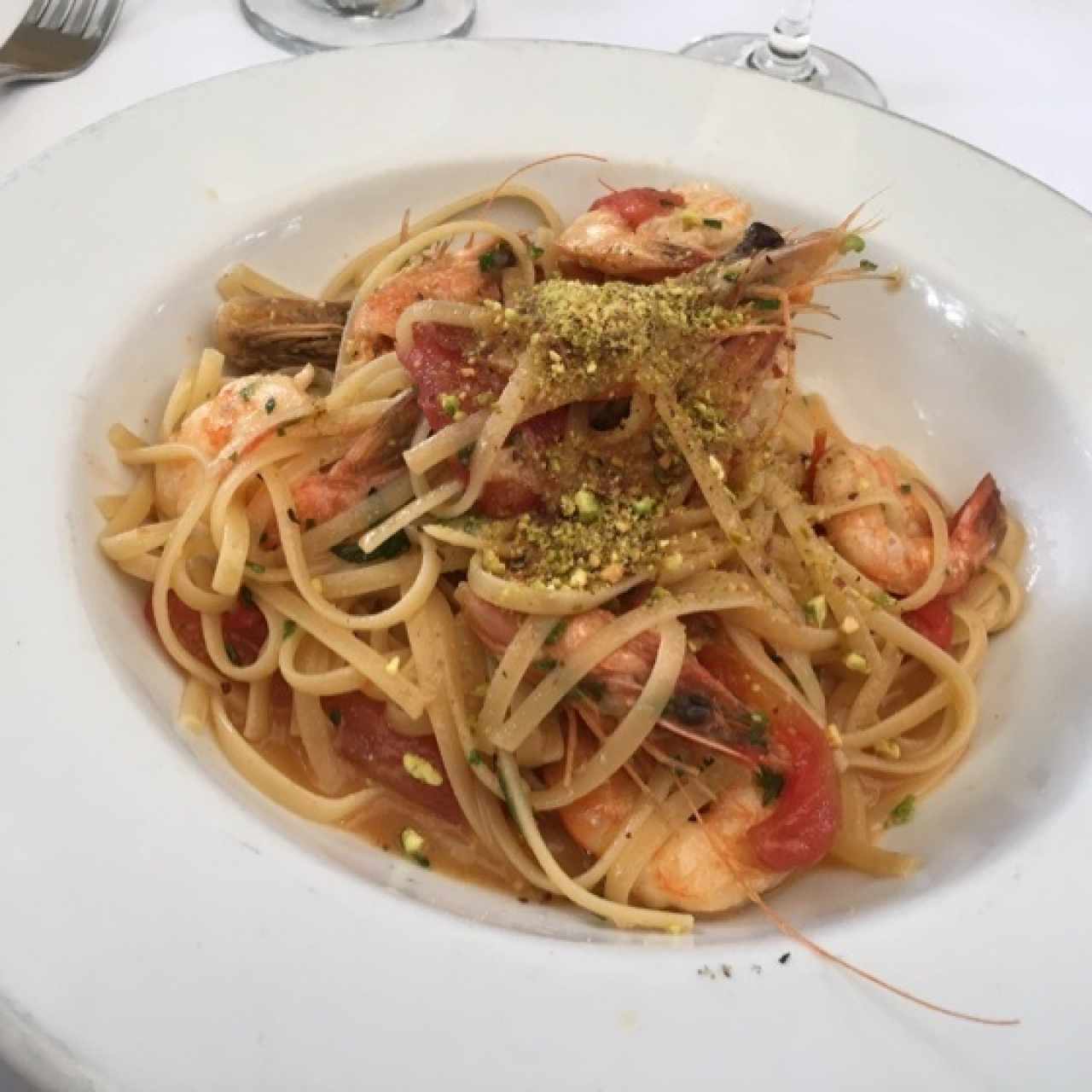 langostinos y pistacho