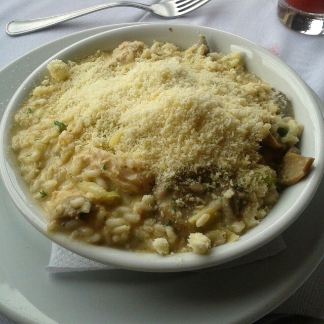 Risotto de hongos y pollo