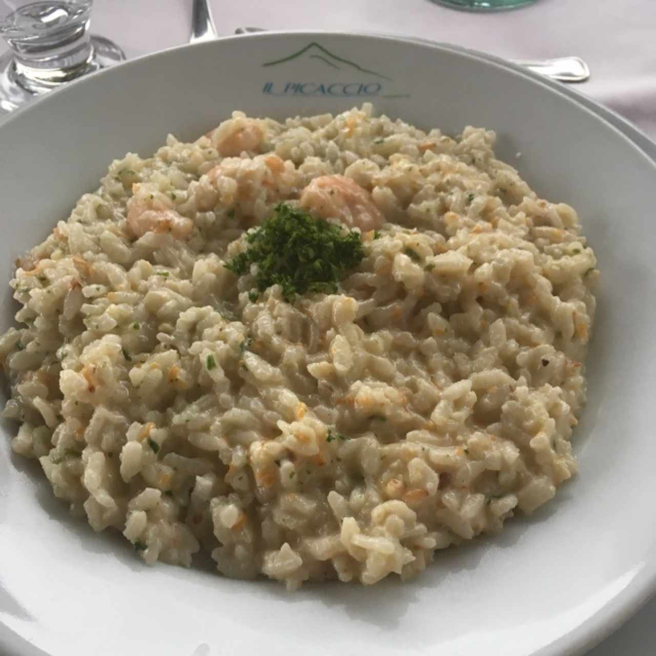 risotto a la crema con camarones