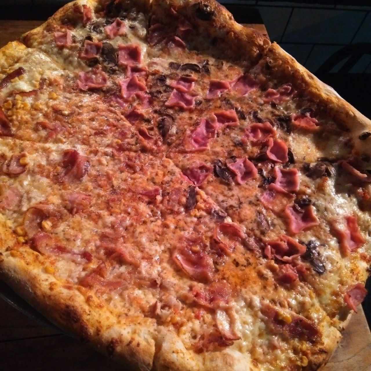 pizza primavera/pizza champiñones y jamón