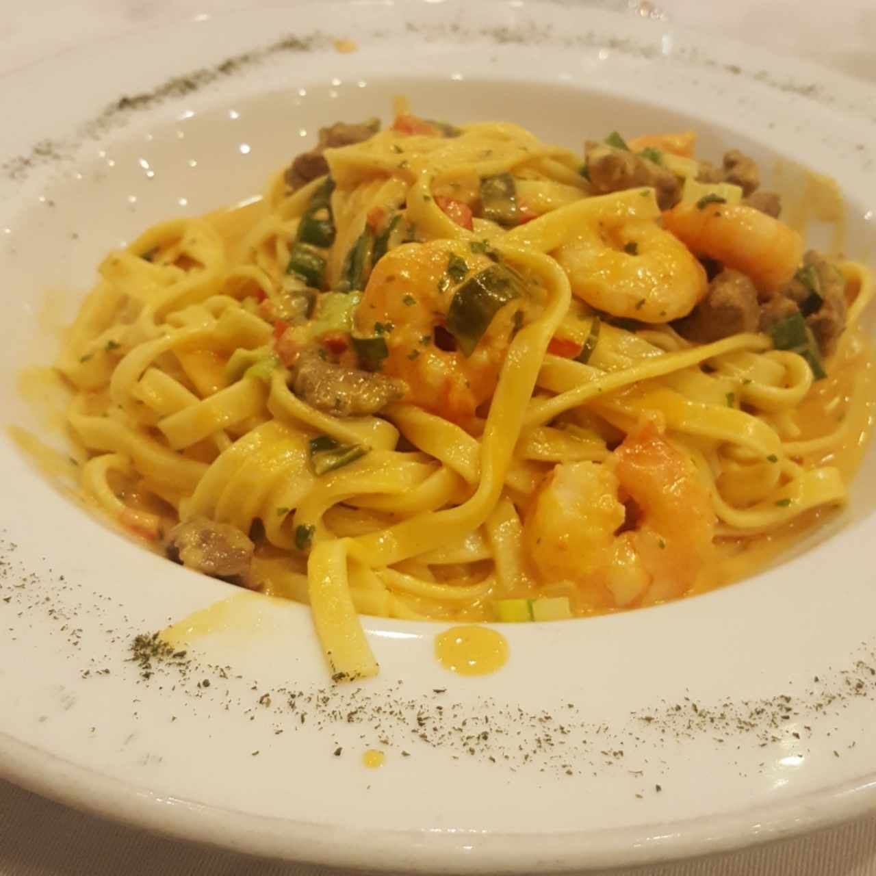 linguini a la Frank Sinatra (con lomito y camarones) 