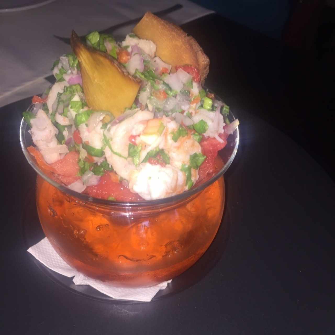 Ceviche de Camarones con Patilla