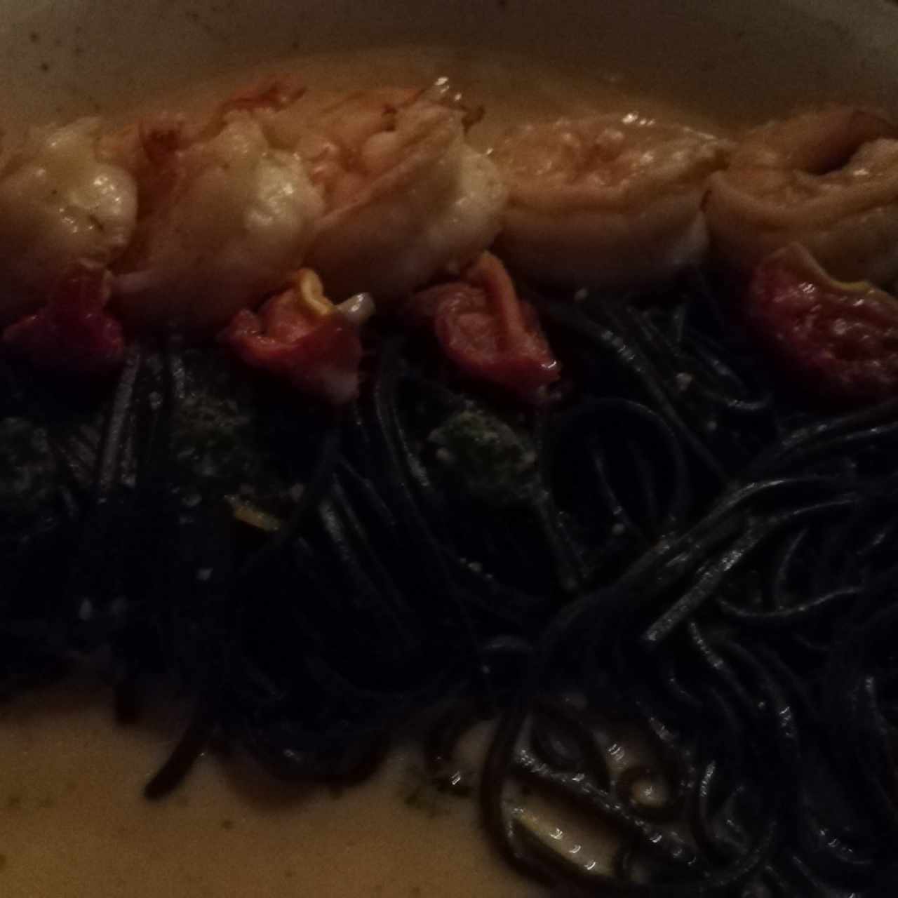 Fetucini con langostinos