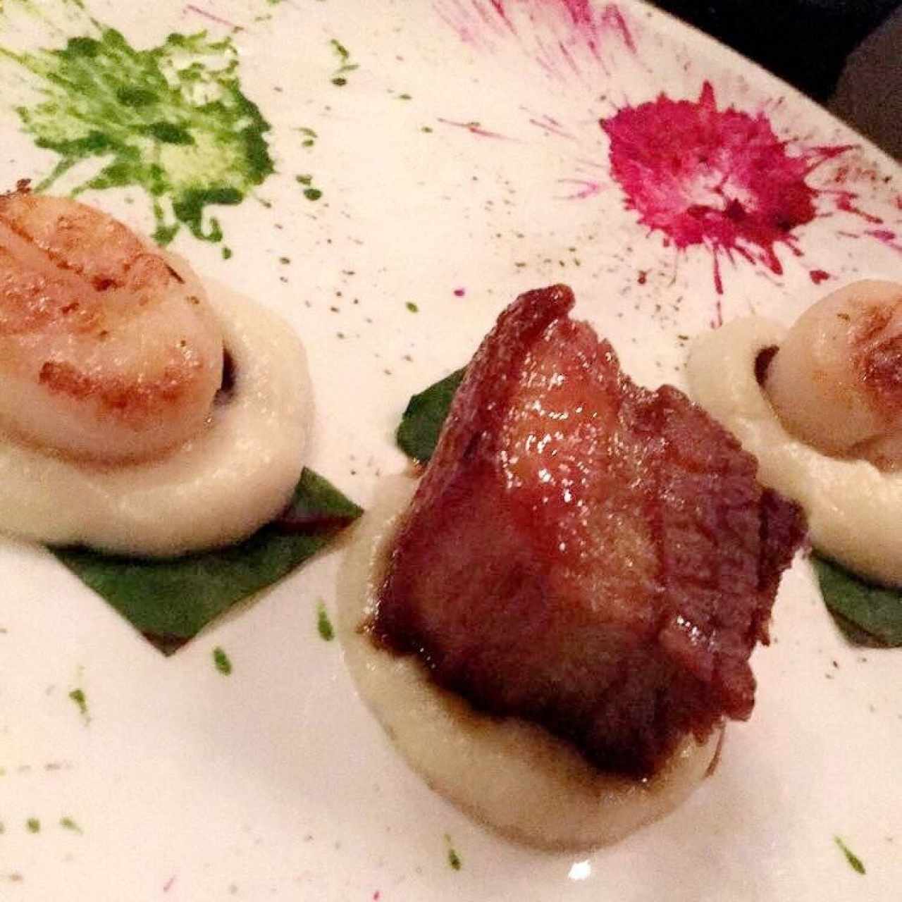 scallops con pork belly