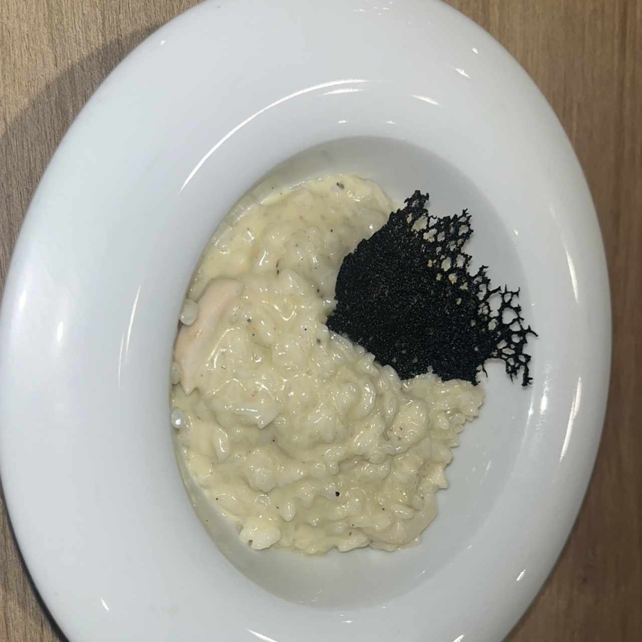Arroz meloso de queso azul y calamar
