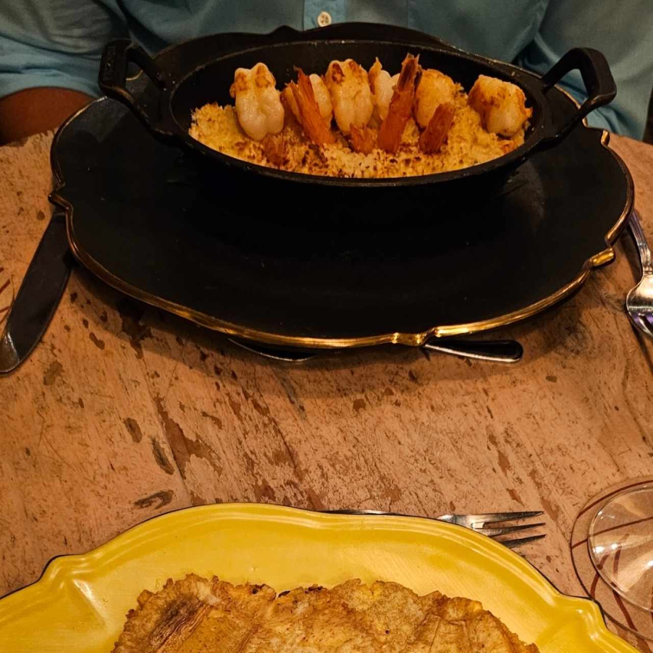 langostinos gratinados con cangrejo