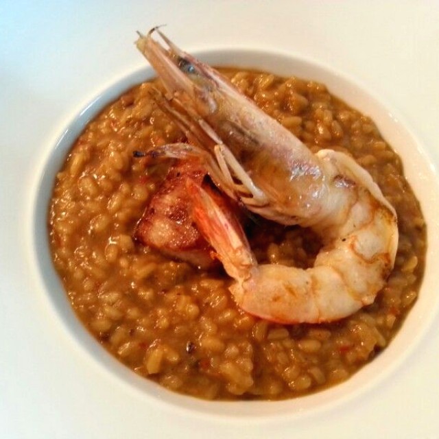 Arroz meloso de papada de cerdo y langostinos! Deliiii