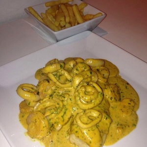 Pescado con mariscos