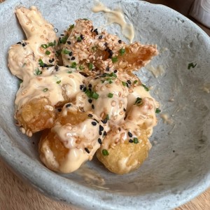 Langostinos tempura