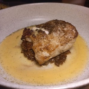 Pesca en risotto de coco