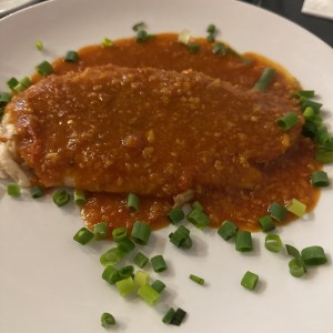 Corvina en salsa de jengibre y ostion