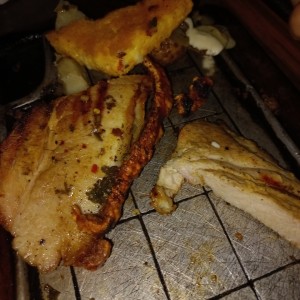 Arepa y carne ahumada