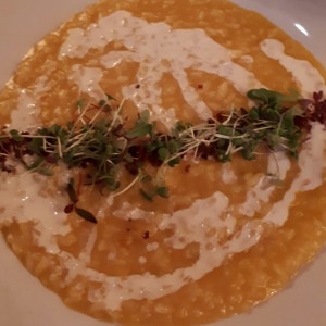 risoto de sapallo con crocante de jamon