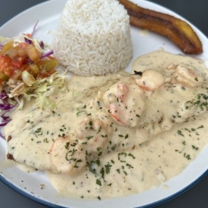 Filete de pescado relleno de camarones