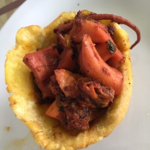 Patacones rellenos de Pulpo