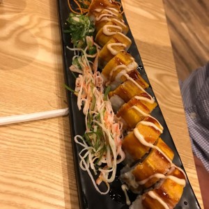 sushi camarones y platano maduro