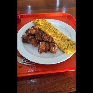 costilla y omelette