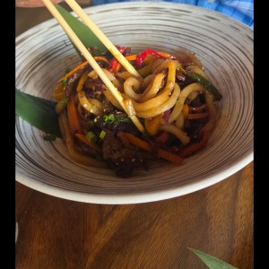 Mongolian beef udon