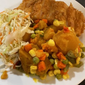 Pescado con vegetales