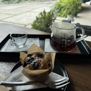Filtrado Geisha + blueberry muffin